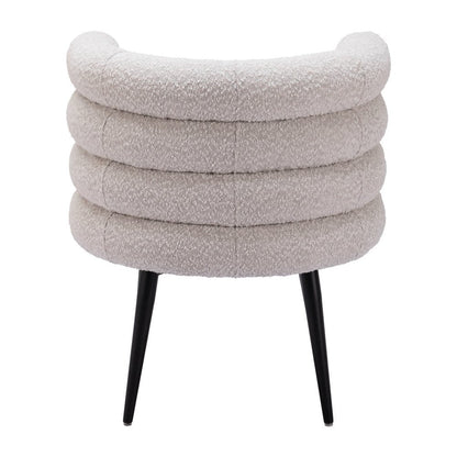 Gray And Black Faux Shearling And Wood And Steel Dining Arm Chair HomeRoots