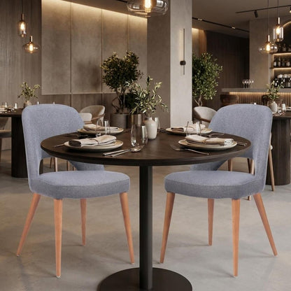 Set of Two Gray And Brown Fabric And Solid Wood Partially Open Back Dining Side Chairs HomeRoots
