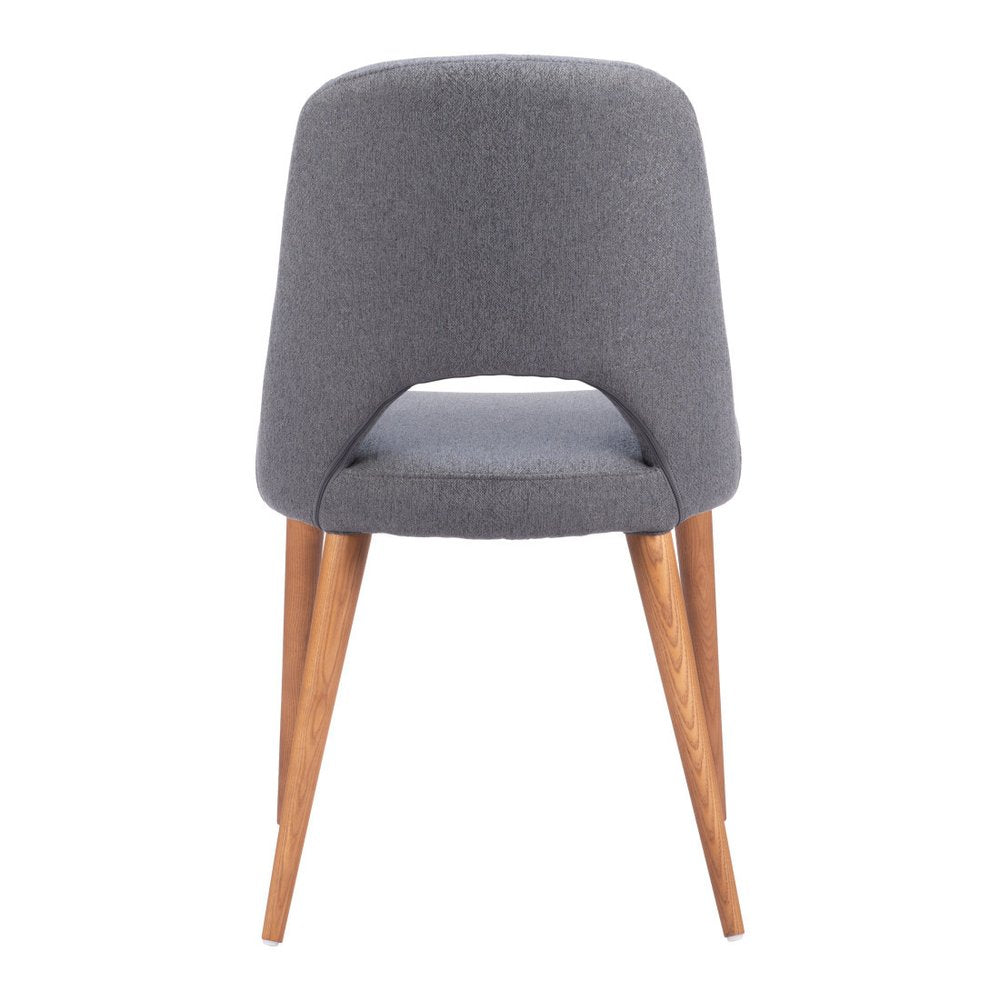 Set of Two Gray And Brown Fabric And Solid Wood Partially Open Back Dining Side Chairs — view 7