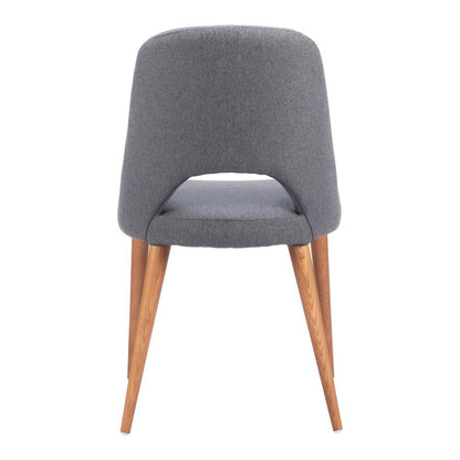 Set of Two Gray And Brown Fabric And Solid Wood Partially Open Back Dining Side Chairs HomeRoots