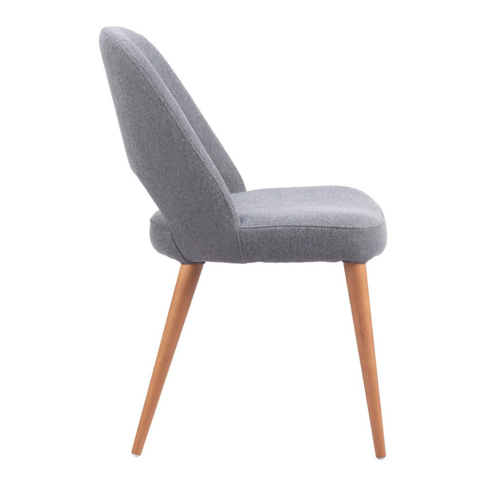 Set of Two Gray And Brown Fabric And Solid Wood Partially Open Back Dining Side Chairs HomeRoots