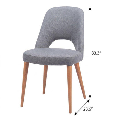Set of Two Gray And Brown Fabric And Solid Wood Partially Open Back Dining Side Chairs HomeRoots