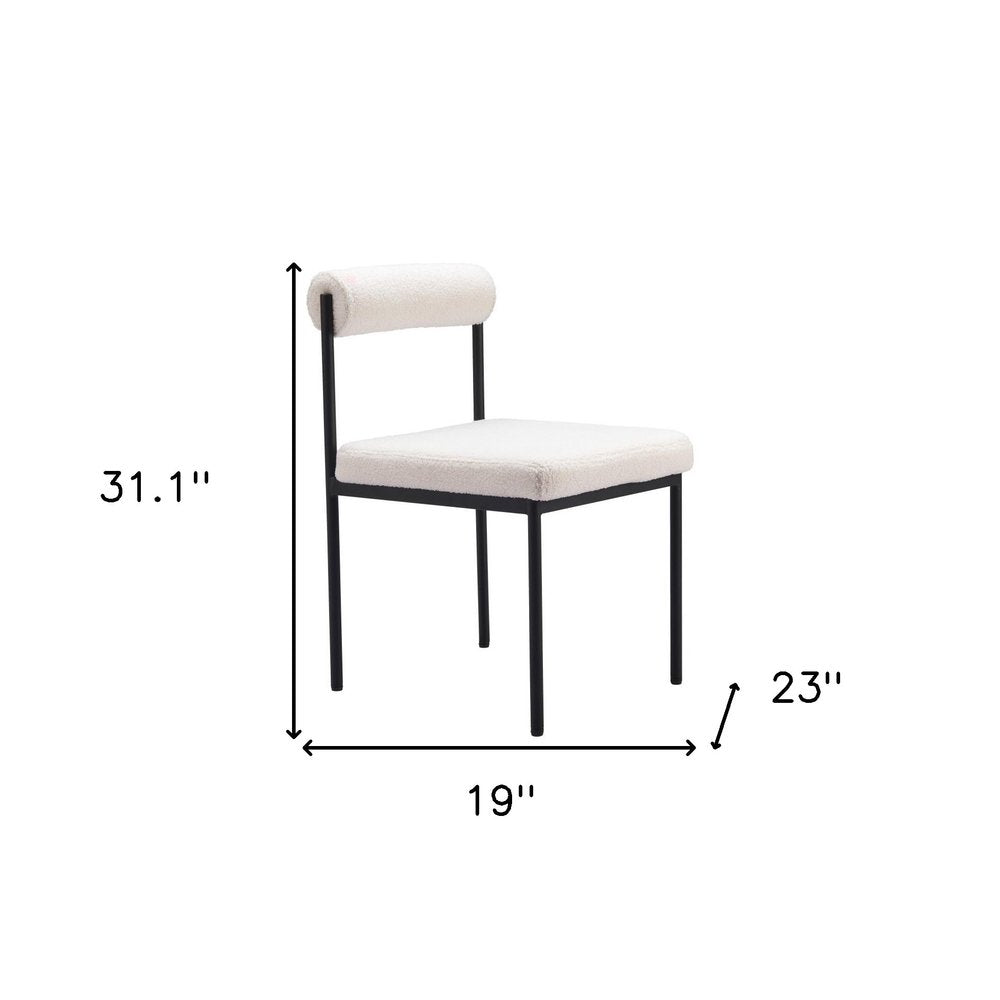 Ivory And Black Faux Shearling And Wood And Steel Open Back Dining Side Chair — view 10