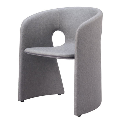 Slate Gray Fabric And Steel Partially Open Back Dining Arm Chair HomeRoots