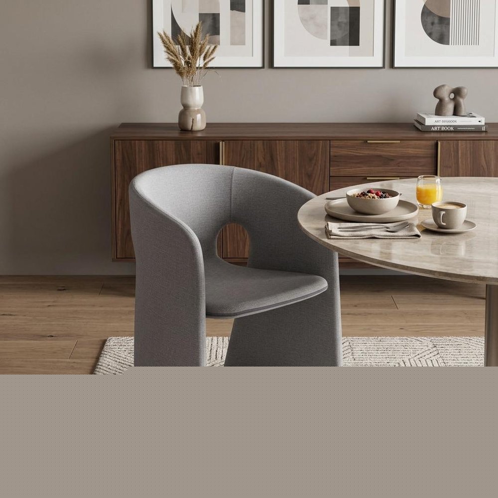 Gray Faux Leather Dining Arm Chair HomeRoots