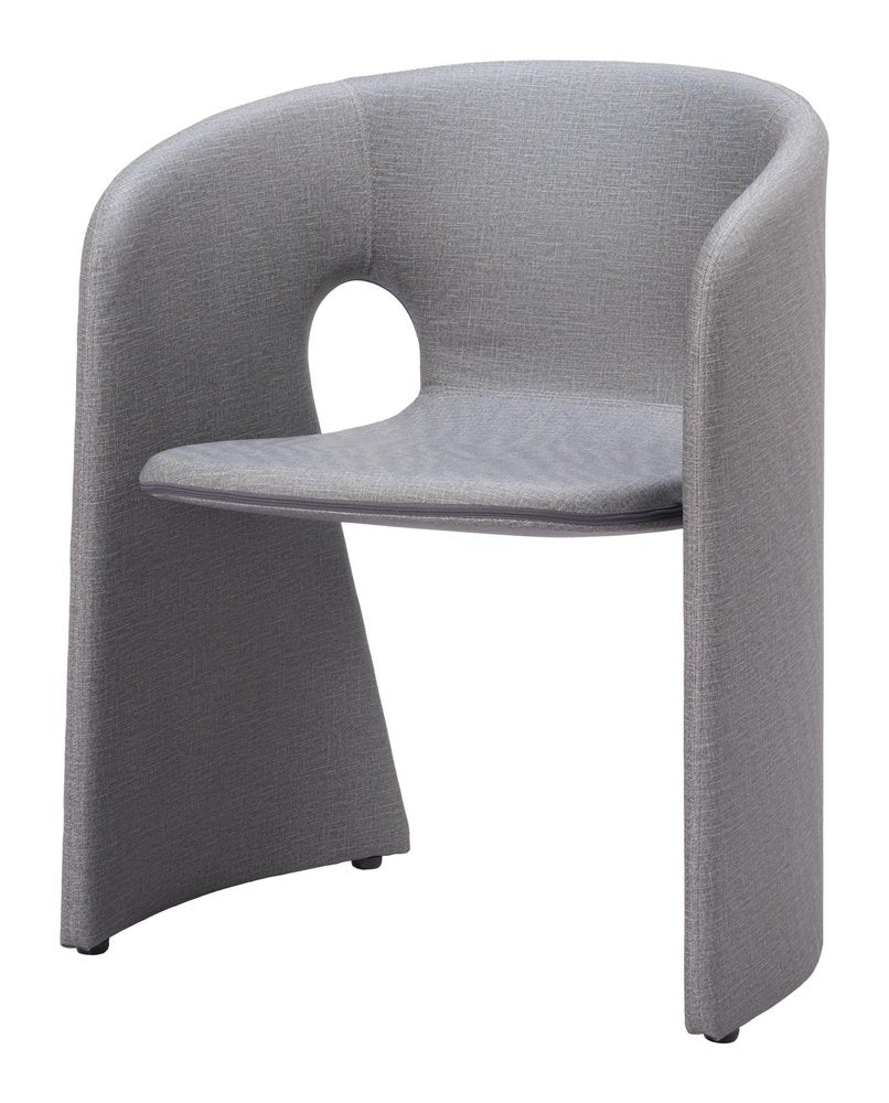 Slate Gray Fabric And Steel Partially Open Back Dining Arm Chair HomeRoots