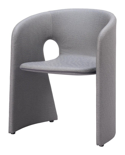 Slate Gray Fabric And Steel Partially Open Back Dining Arm Chair HomeRoots