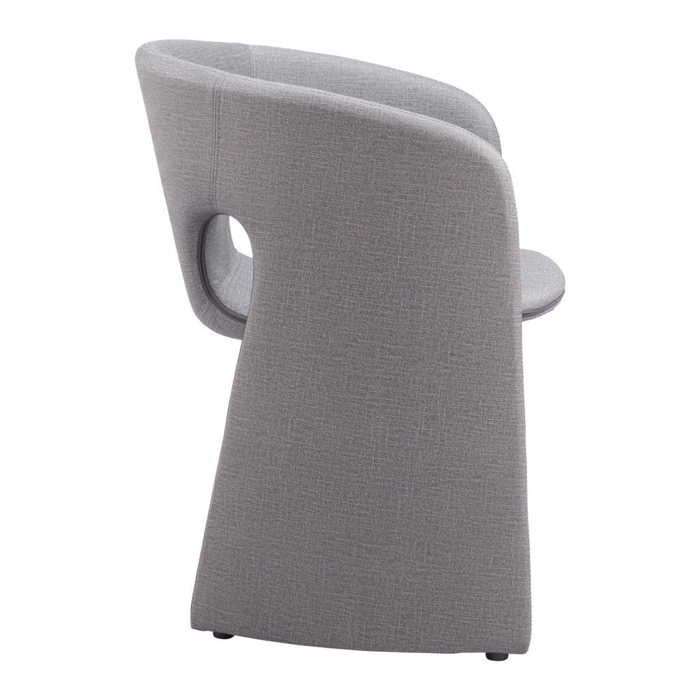 Slate Gray Fabric And Steel Partially Open Back Dining Arm Chair HomeRoots
