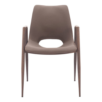 Set of Two Gray And Brown Upholstered Faux Leather Open Back Dining Arm Chairs HomeRoots