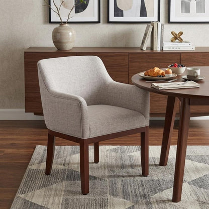 Gray And Brown Upholstery And Wood Dining Arm Chair HomeRoots