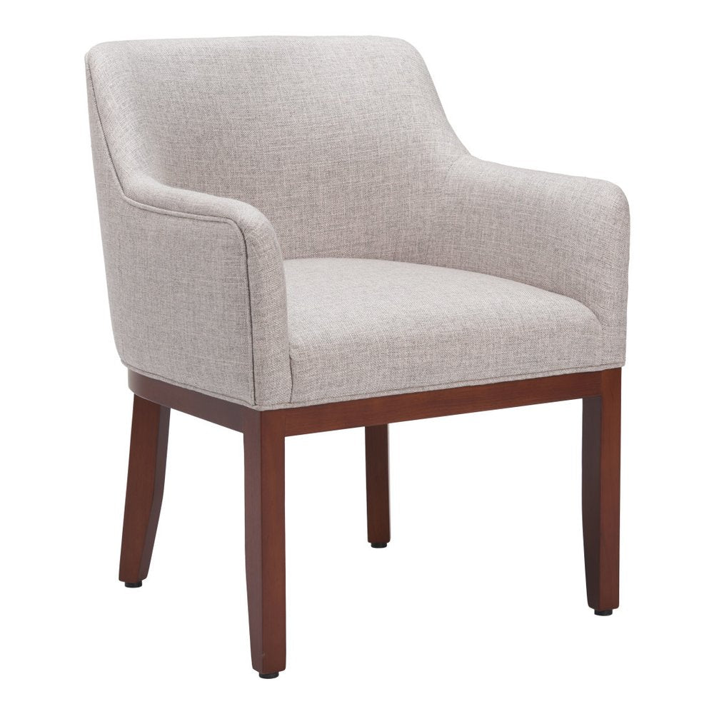 Gray And Brown Upholstery And Wood Dining Arm Chair — view 4