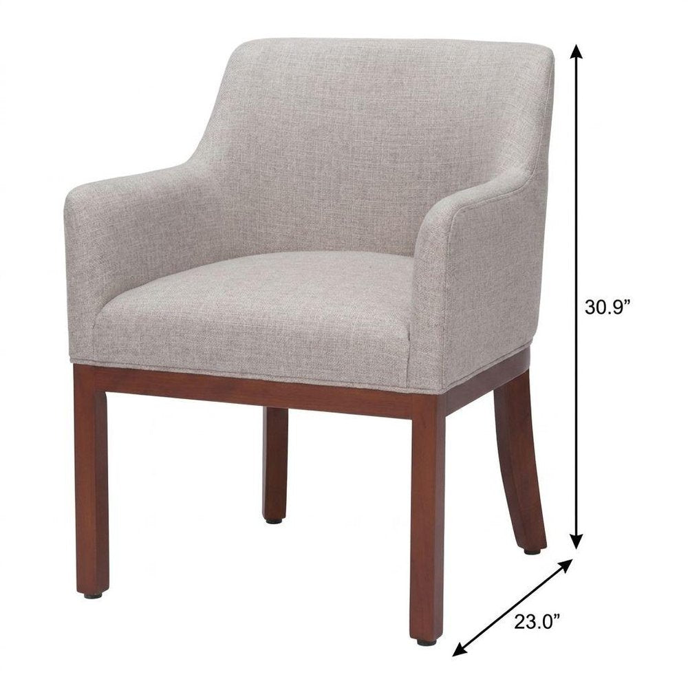Gray And Brown Upholstery And Wood Dining Arm Chair — view 10
