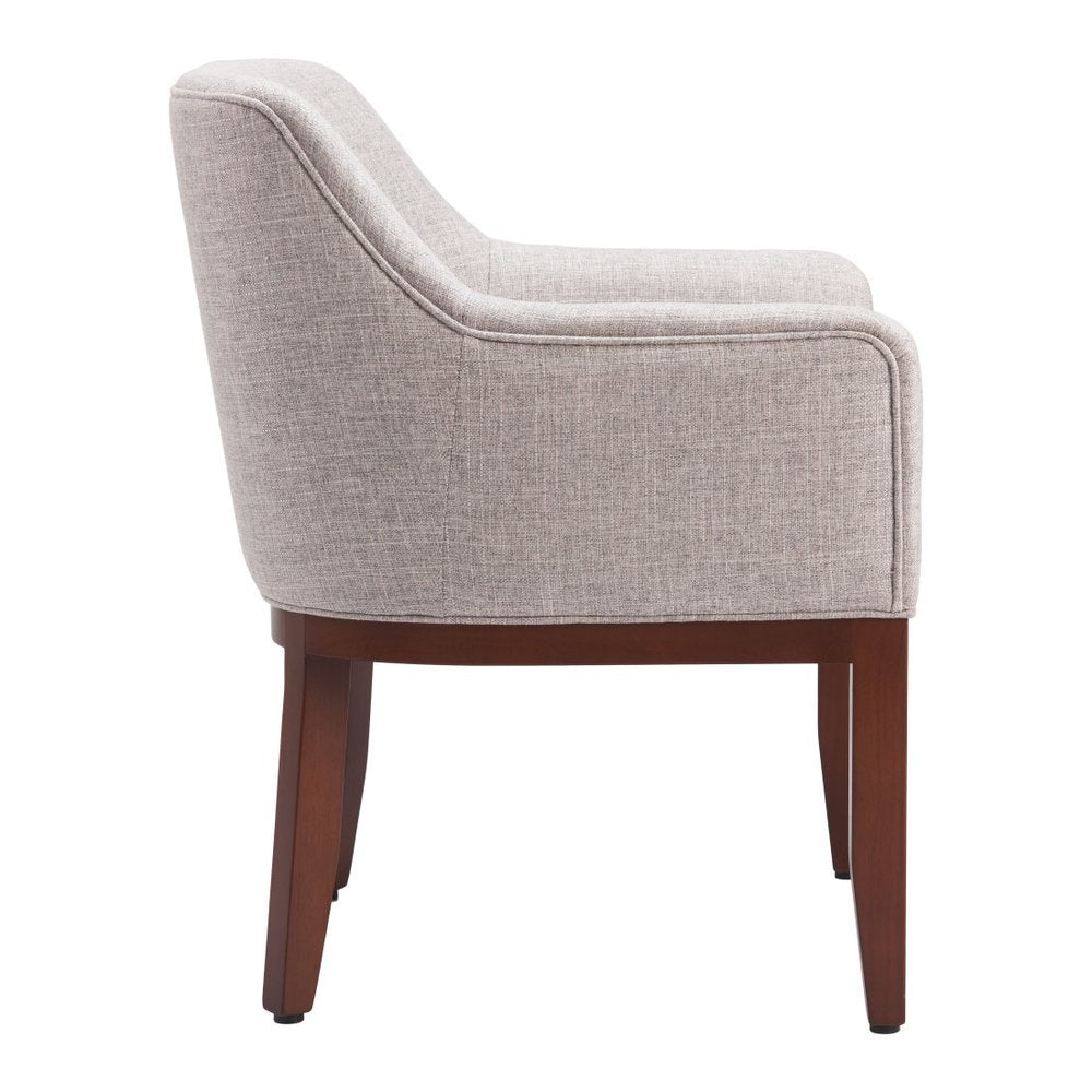 Gray And Brown Upholstery And Wood Dining Arm Chair — view 6