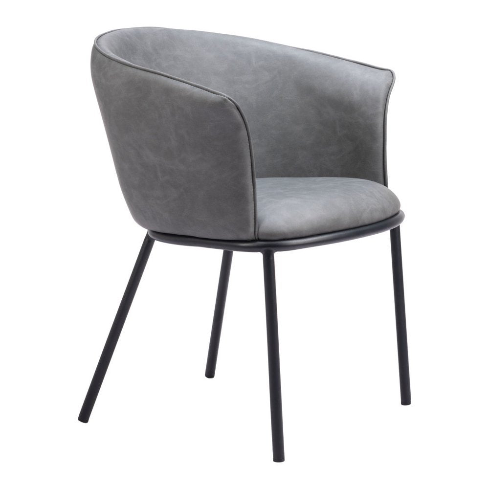 Gray And Black And Gray Faux Leather Dining Arm Chair HomeRoots