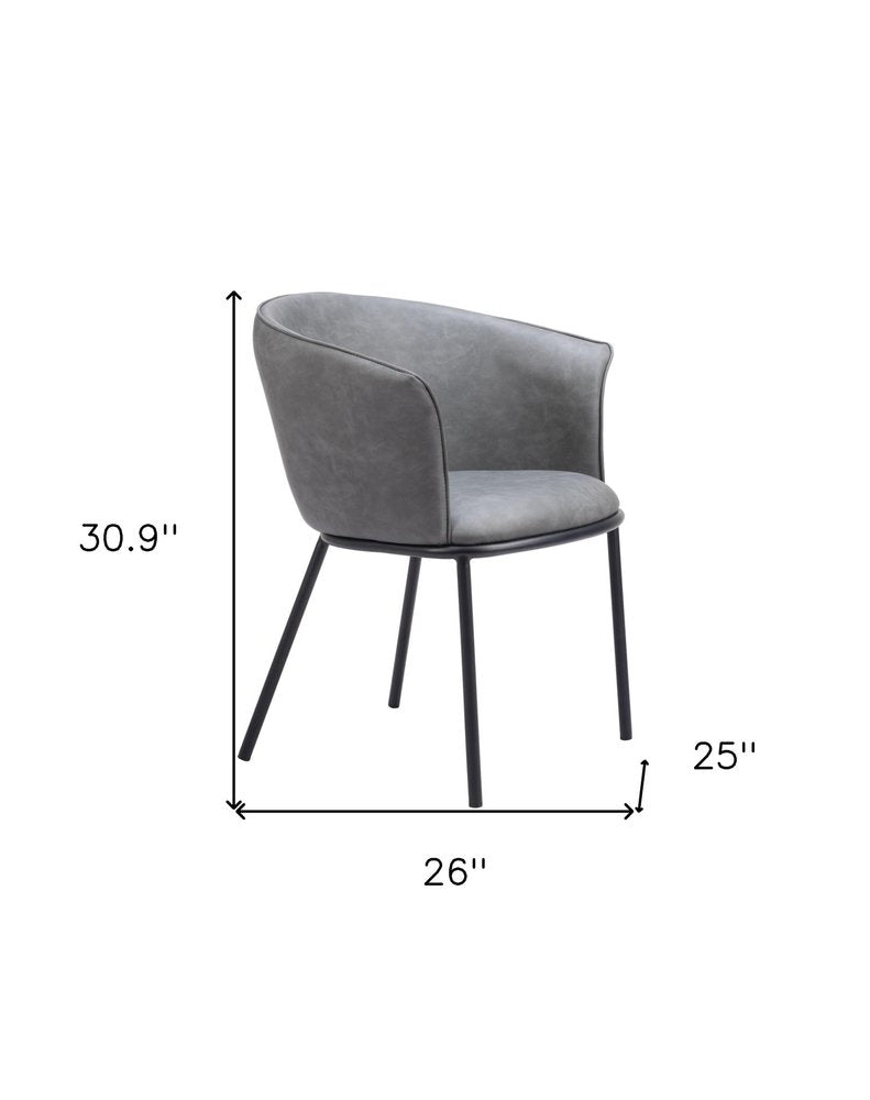 Gray And Black And Gray Faux Leather Dining Arm Chair HomeRoots