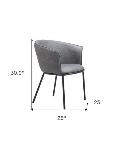 Gray And Black And Gray Faux Leather Dining Arm Chair HomeRoots