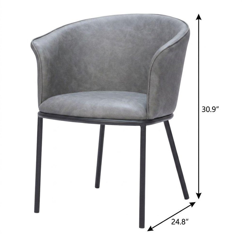 Brown and Black Upholstered Faux Leather Dining Arm Chair — view 20