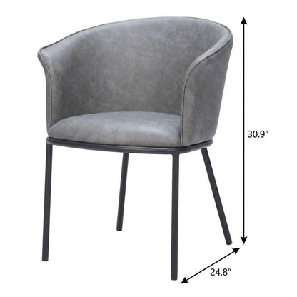 Brown and Black Upholstered Faux Leather Dining Arm Chair HomeRoots