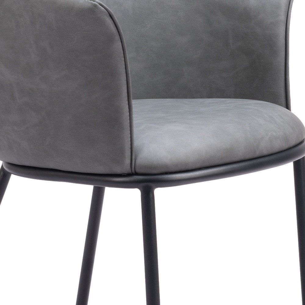 Gray And Black And Gray Faux Leather Dining Arm Chair HomeRoots