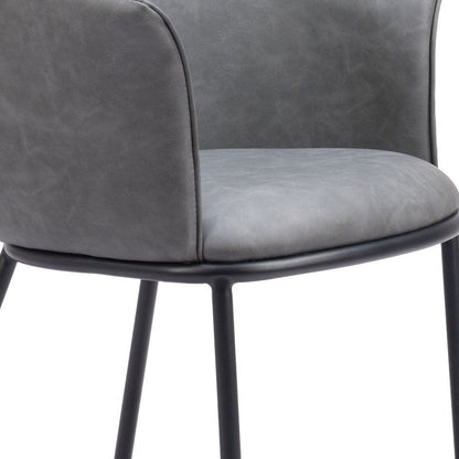 Gray And Black And Gray Faux Leather Dining Arm Chair HomeRoots