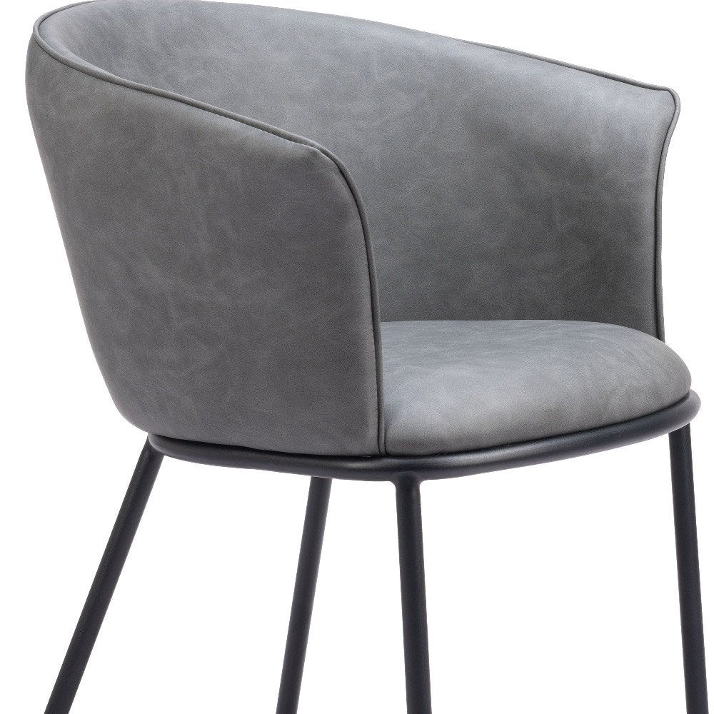 Gray And Black And Gray Faux Leather Dining Arm Chair HomeRoots