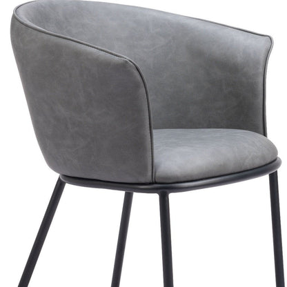 Gray And Black And Gray Faux Leather Dining Arm Chair HomeRoots