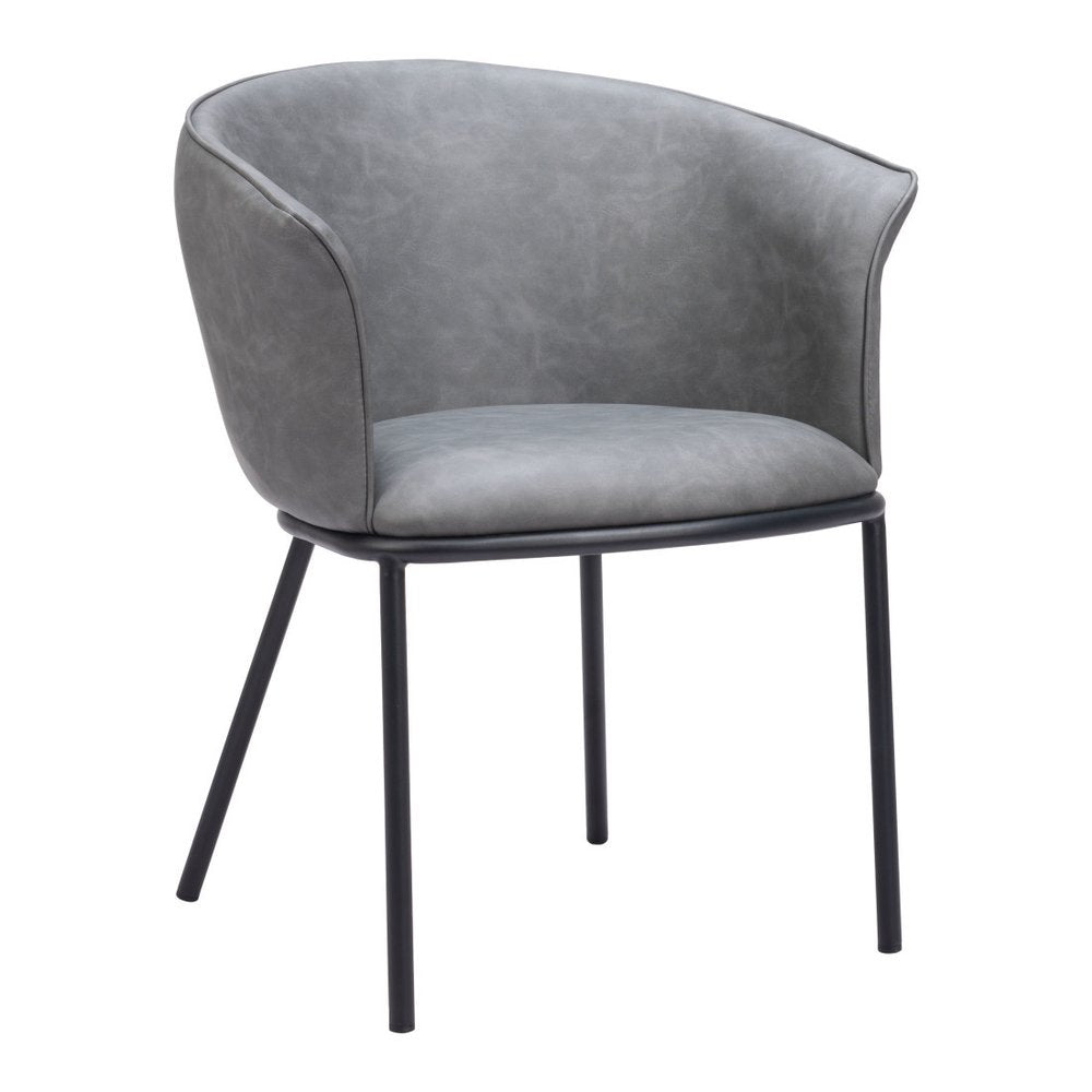 Gray And Black And Gray Faux Leather Dining Arm Chair HomeRoots