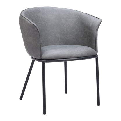 Gray And Black And Gray Faux Leather Dining Arm Chair HomeRoots