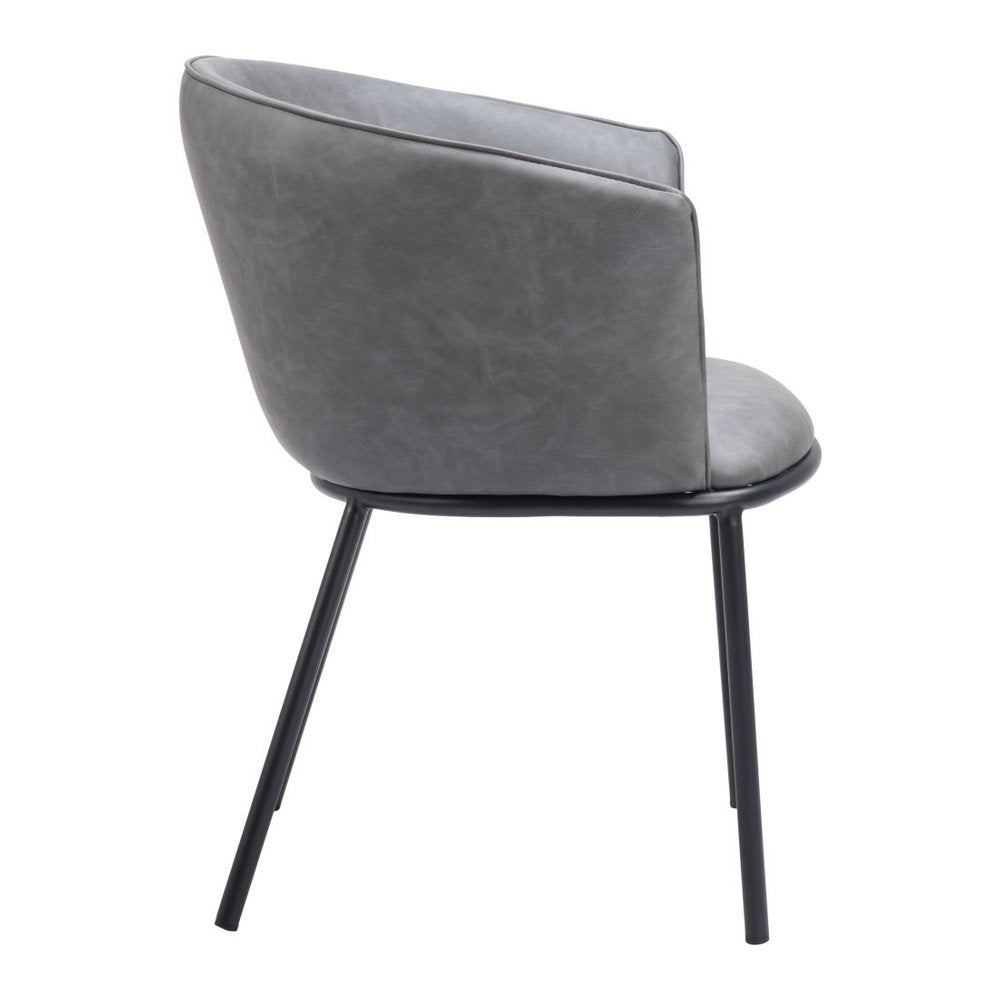 Gray And Black And Gray Faux Leather Dining Arm Chair HomeRoots