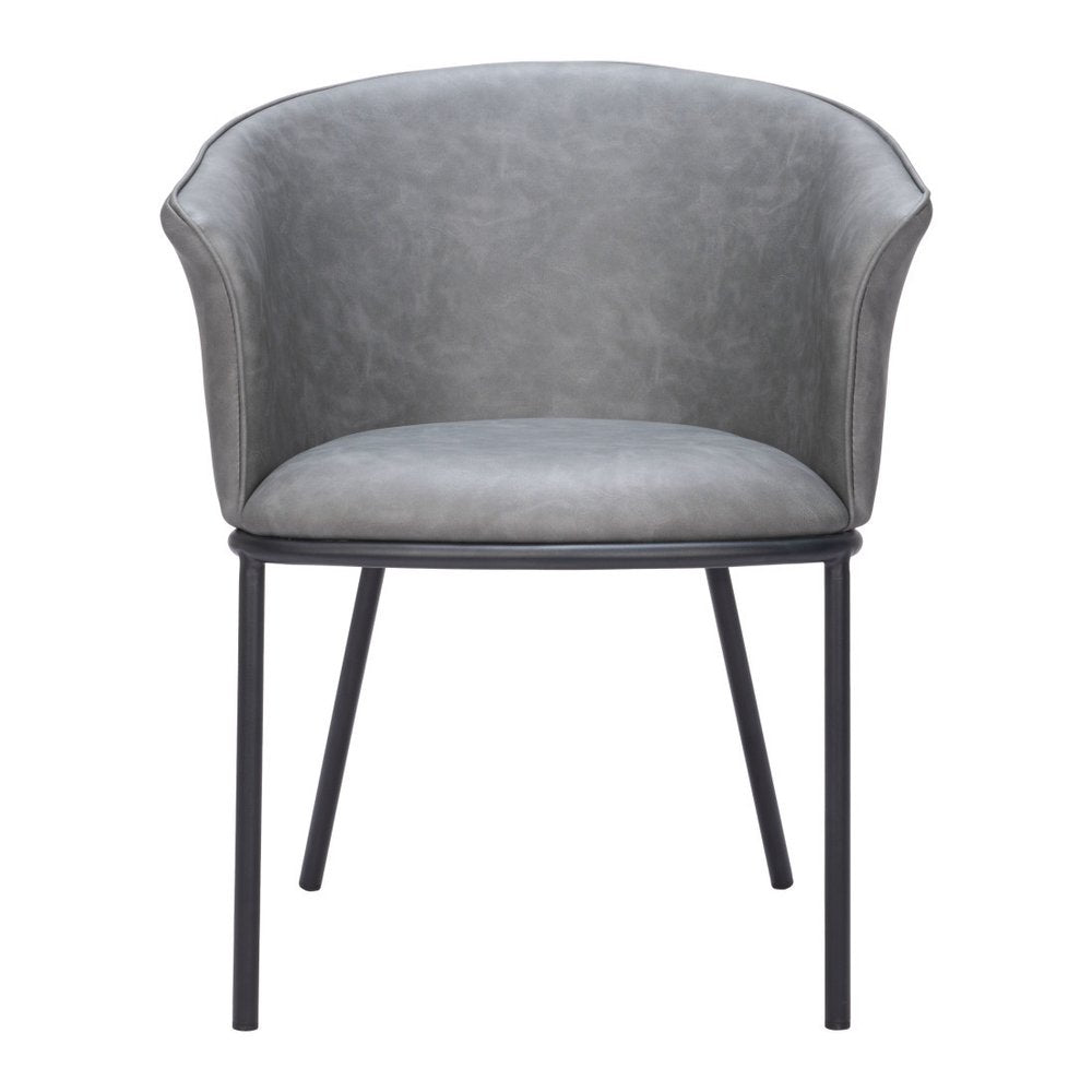 Gray And Black And Gray Faux Leather Dining Arm Chair HomeRoots