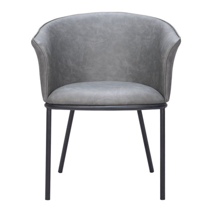 Gray And Black And Gray Faux Leather Dining Arm Chair HomeRoots