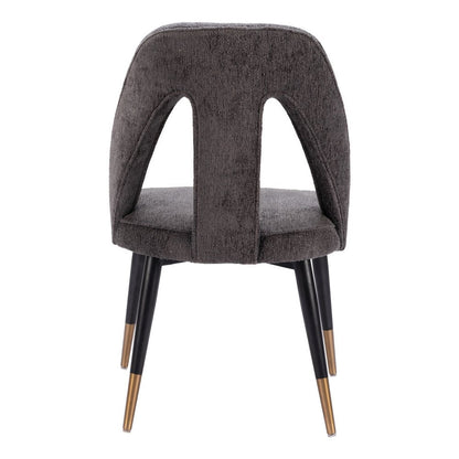 Ivory Black And Gold Faux Shearling And Wood And Steel Open Back Dining Side Chair HomeRoots