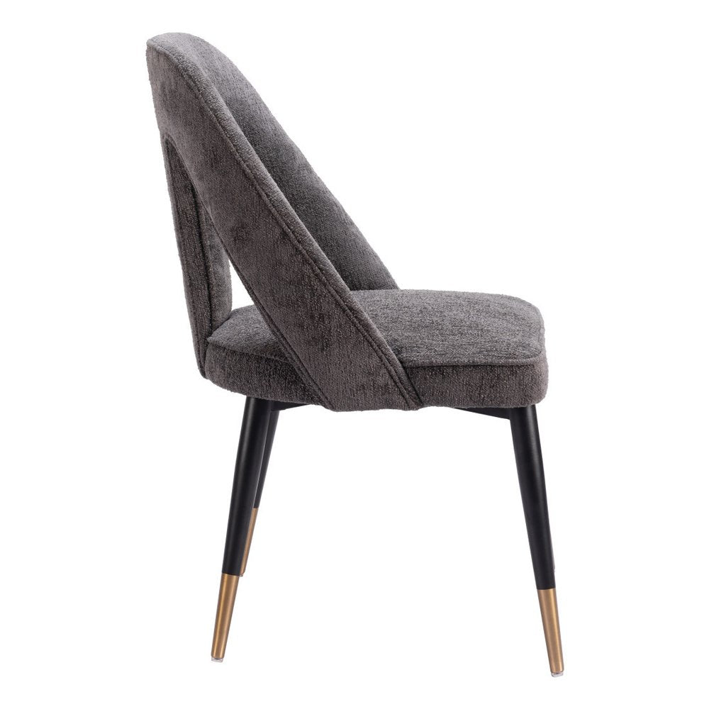 Ivory Black And Gold Faux Shearling And Wood And Steel Open Back Dining Side Chair — view 16