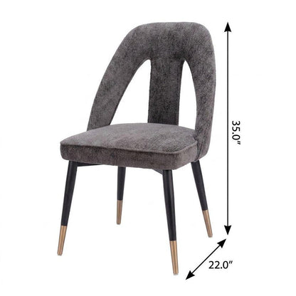 Ivory Black And Gold Faux Shearling And Wood And Steel Open Back Dining Side Chair HomeRoots