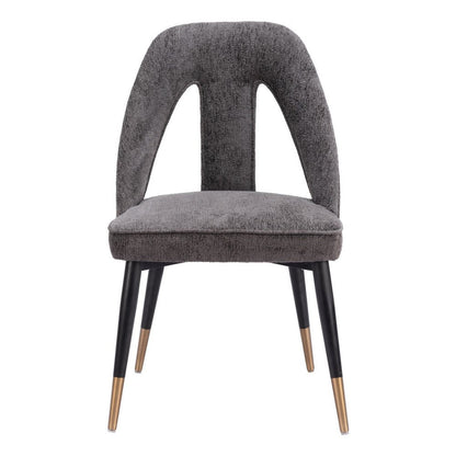 Ivory Black And Gold Faux Shearling And Wood And Steel Open Back Dining Side Chair HomeRoots