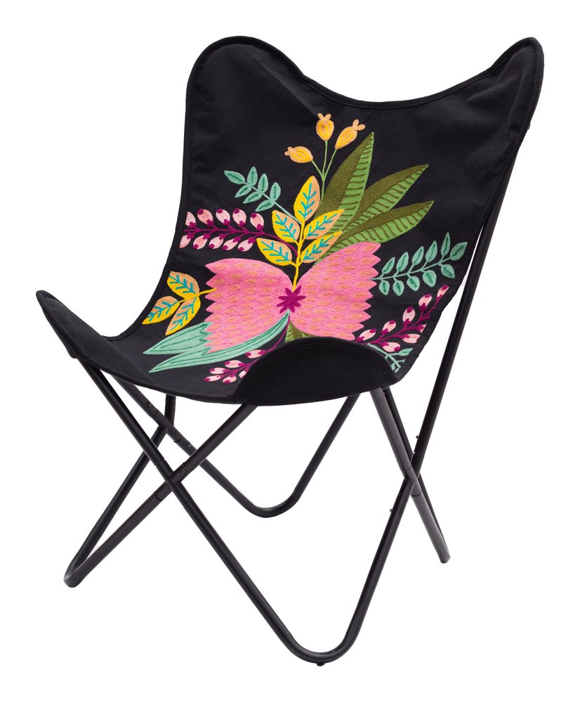26" Black Tropical Butterfly Chair HomeRoots