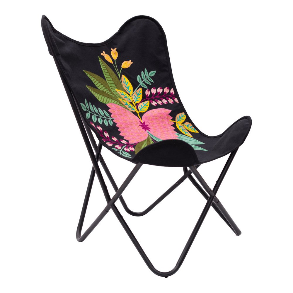 26" Black Tropical Butterfly Chair HomeRoots