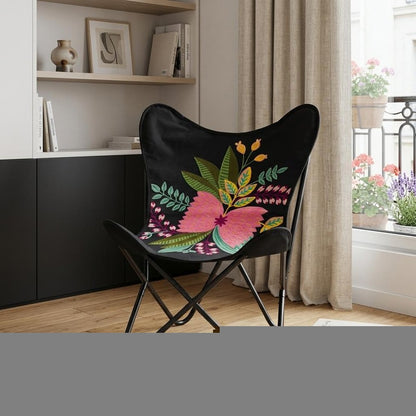 26" Black Tropical Butterfly Chair HomeRoots