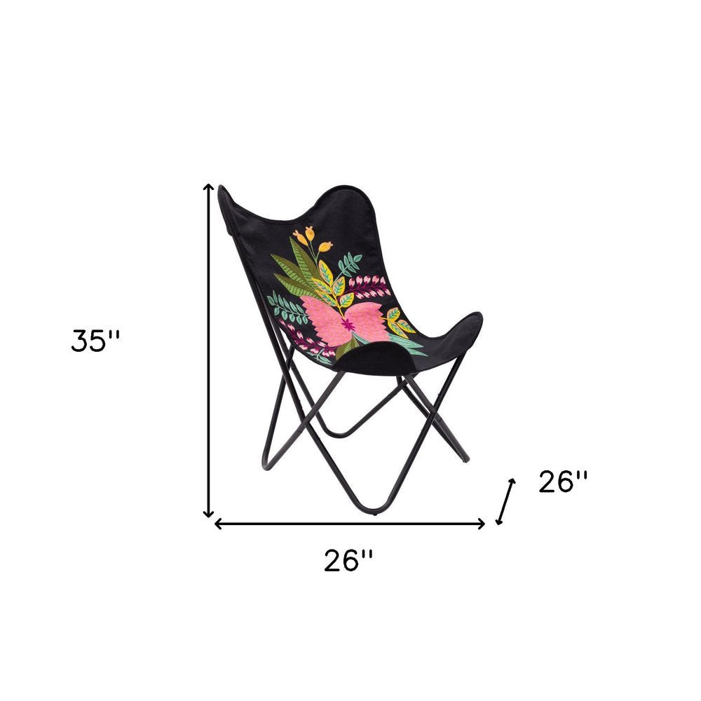 26" Black Tropical Butterfly Chair HomeRoots