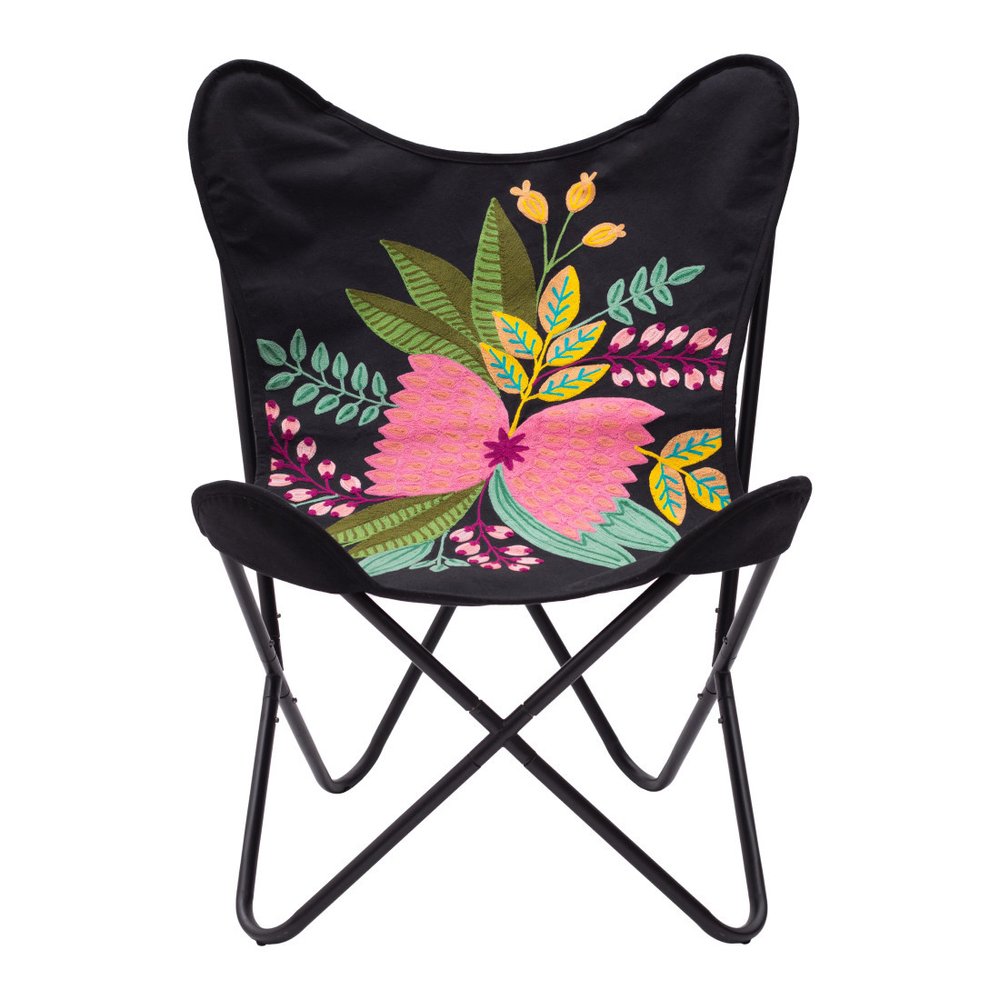 26" Black Tropical Butterfly Chair HomeRoots