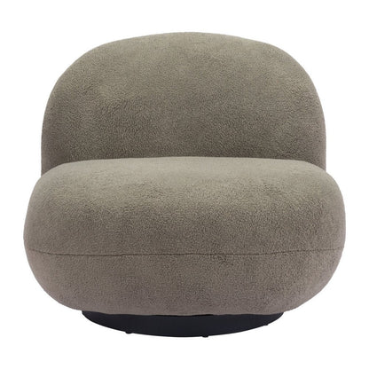 30" Khaki And Black Faux Shearling And Upholstered Slipper Chair HomeRoots
