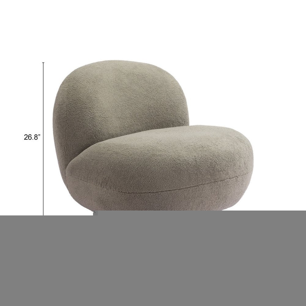 30" Khaki And Black Faux Shearling And Upholstered Slipper Chair HomeRoots