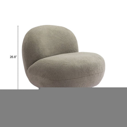 30" Khaki And Black Faux Shearling And Upholstered Slipper Chair HomeRoots