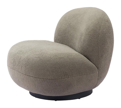 30" Khaki And Black Faux Shearling And Upholstered Slipper Chair HomeRoots