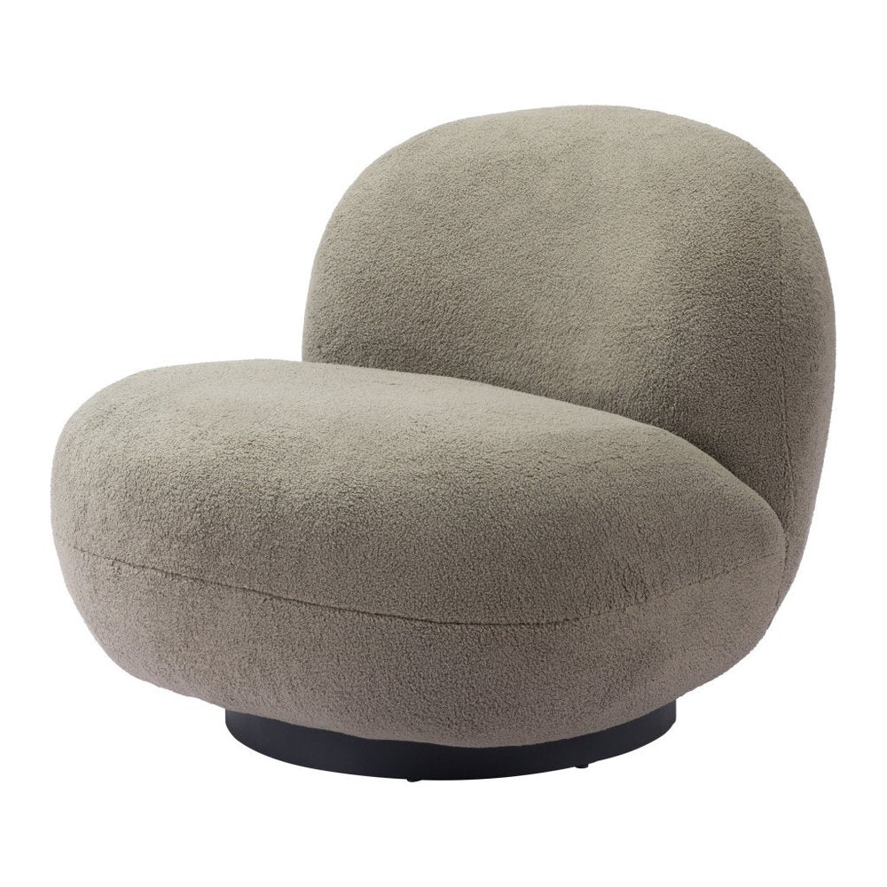 30" Khaki And Black Faux Shearling And Upholstered Slipper Chair HomeRoots