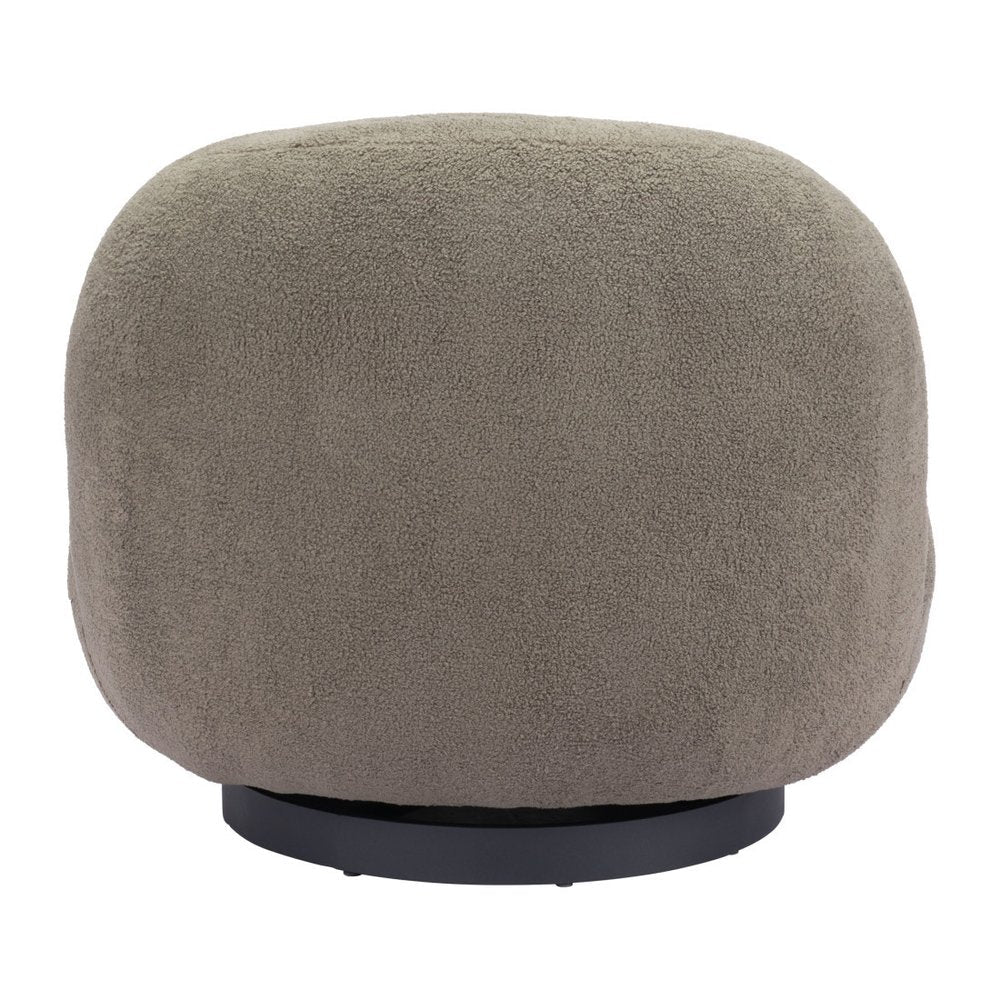 30" Khaki And Black Faux Shearling And Upholstered Slipper Chair HomeRoots