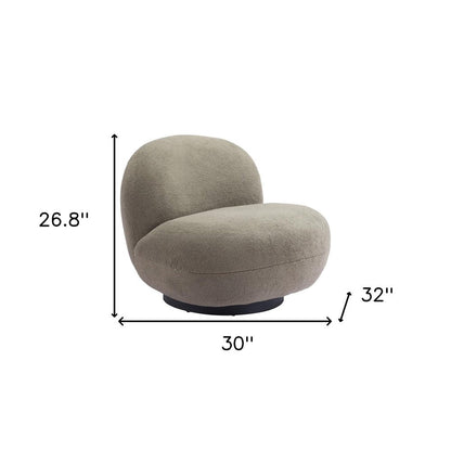 30" Khaki And Black Faux Shearling And Upholstered Slipper Chair HomeRoots