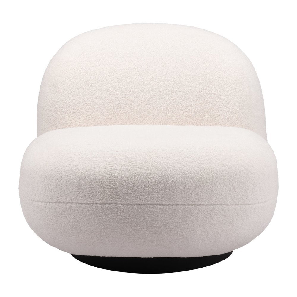 30" Cream And Black Faux Shearling And Upholstered Slipper Chair HomeRoots