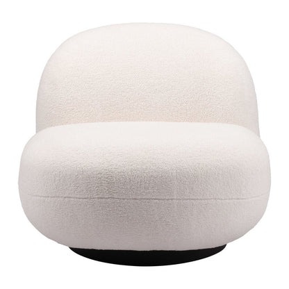 30" Cream And Black Faux Shearling And Upholstered Slipper Chair HomeRoots