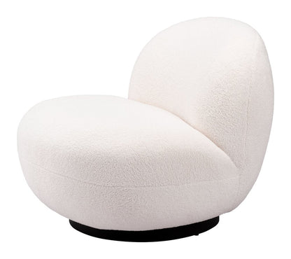 30" Cream And Black Faux Shearling And Upholstered Slipper Chair HomeRoots